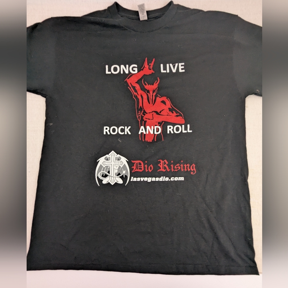 DIO LAS VEGAS Tribute Band Tee Black With Dip Demon Logo Large